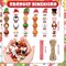 240 Pcs Christmas Wood Beads with Twine Santa Gingerbread Man Elf Penguin Snowman Wooden Beads Garland Christmas DIY Crafts Round Beads for Xmas Winter Party Farmhouse Home Decor
